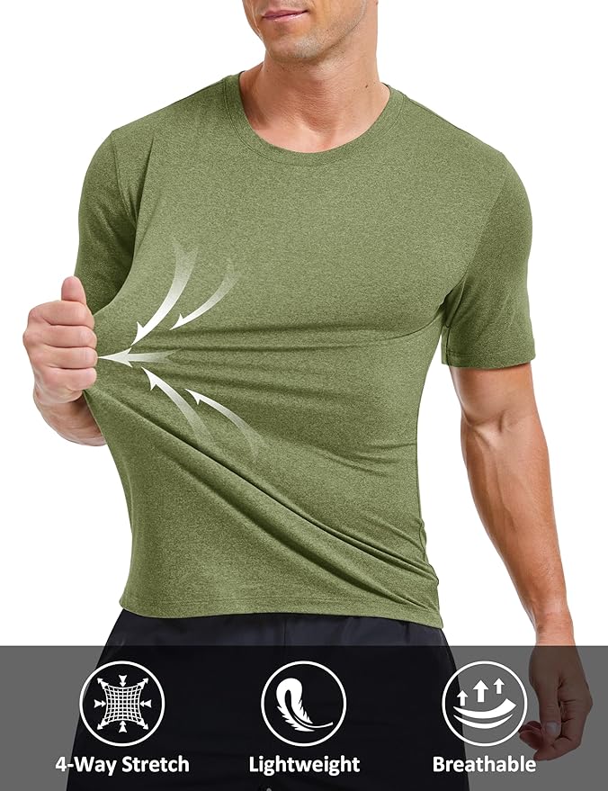 MAGCOMSEN Men's Dry Fit Workout Shirts Short Sleeve Tee Shirts Moisture Wicking Athletic Running Performence Tshirts