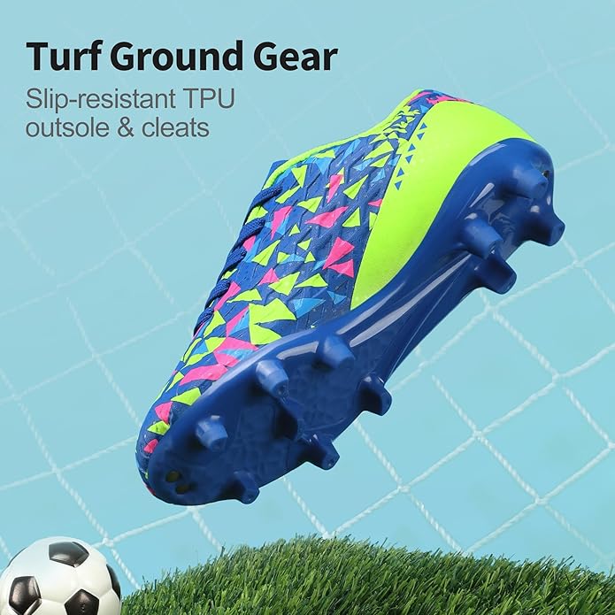 DREAM PAIRS Boys Girls Soccer Cleats Youth Firm Groud Athletic Outdoor Trainning Football Shoes for Little/Big Kid