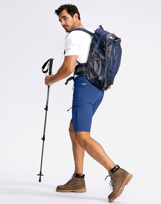 Pudolla Men's Hiking Cargo Shorts 9" Lightweight Outdoor Work Shorts for Men Travel Golf Camping Casual with 5 Zipper Pockets