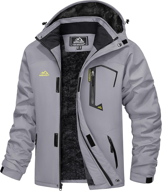 MAGCOMSEN Men's Winter Coats Water Resistant Ski Snow Jacket Warm Fleece Jacket Parka Raincoats With Multi-Pockets