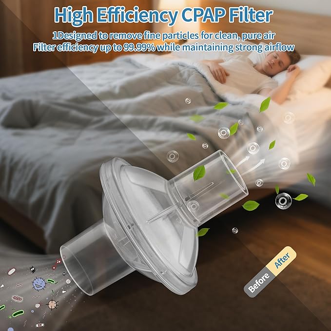 CPAP Filters - 12 PCS Universal CPAP Inline Filter for CPAP and BiPAP Machines Compatible with ResMed AirSense 10/11, CPAP Bacteria Filter for All 22mm & 25mm Tubing, CPAP Supplies