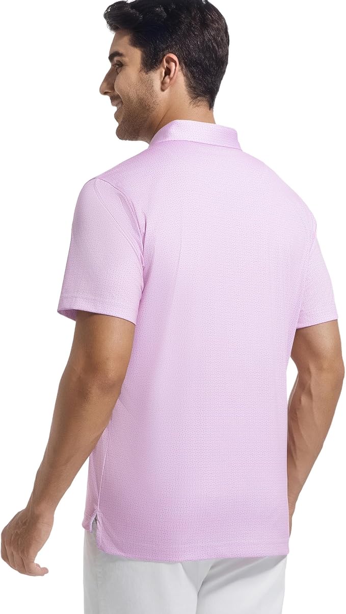 Alex Vando Mens Golf Shirt Moisture Wicking Classic Print Golf Shirts for Men