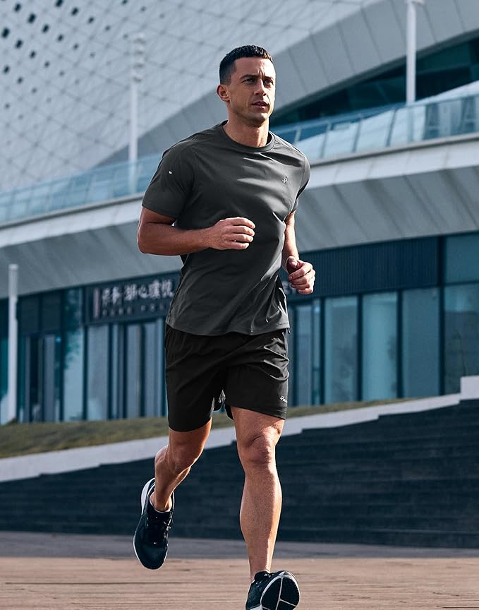 Pudolla Men's Workout Running T-Shirts Lightweight Quick Dry Athletic Gym Shirts for Men Short Sleeve Sport Tee Tops