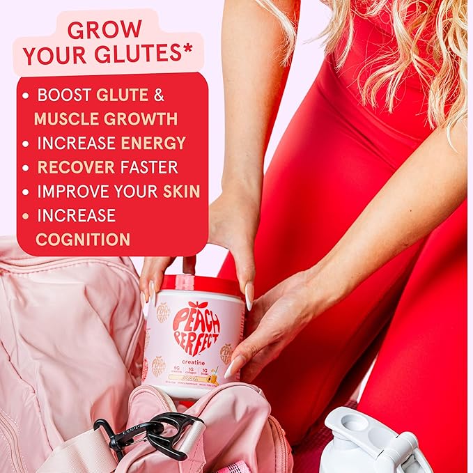 Creatine Monohydrate Powder, Glute Builder Creatine for Women with Collagen, BCAAs, 5g Vegan Micronized Creatine per Serving, for Energy, Muscle Support, 30 SVG, Strawberry Acai
