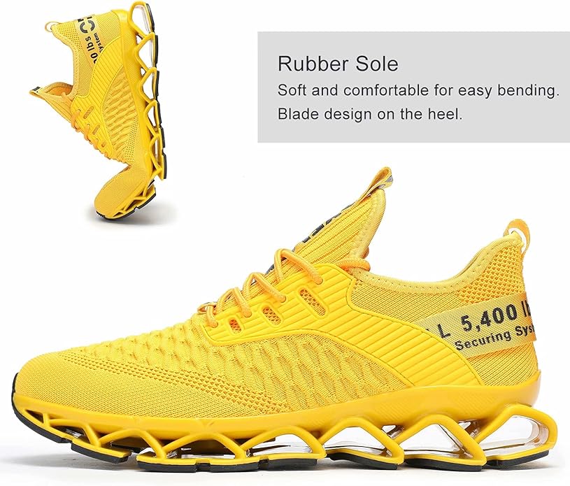 Vooncosir Men's Fashion Sneakers Breathable Mesh Running Shoes Blade Non Slip Soft Sole Casual Athletic Walking Shoes