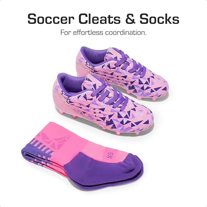 DREAM PAIRS Boys Girls Soccer Cleats Youth Firm Groud Athletic Outdoor Trainning Football Shoes for Little/Big Kid