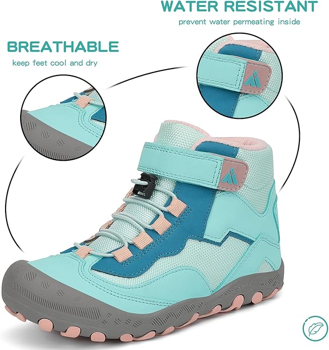 Mishansha Kids Water Resistant Hiking Boots, Boys Girls Anti Collision Anti-Skid Athletic Outdoor Adventure Trekking Shoes