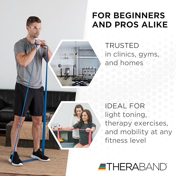 THERABAND Resistance Bands, 50 Yard Roll Professional Latex Elastic Fitness Band For Upper & Lower Body & Core Exercise, Physical Therapy, Pilates, Yoga, Stretching, Home Workouts, & Rehab