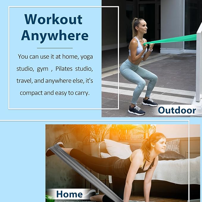 Resistance Bands for Working Out, Physical Therapy Bands, Latex Free Elastic and Exercise Bands Set for Stretching, Suitable for Rehab, Yoga, Pilates, Gym, Home Exercise