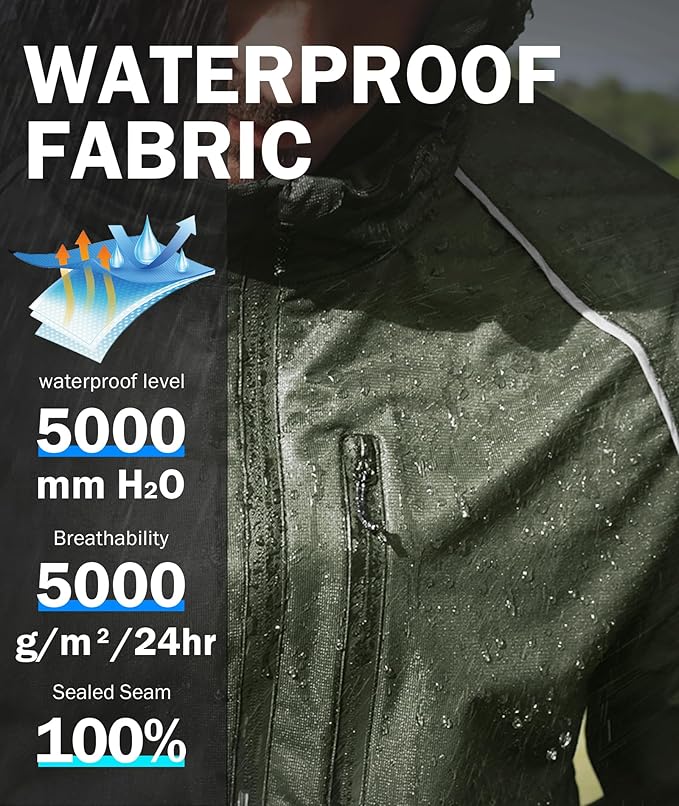 SWISSWELL Mens Cycling Rain Jacket Waterproof Lightweight Windbreaker Jackets for Men Raincoat with Hood