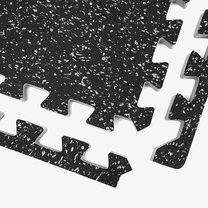 IncStores Impact Foam Rubber Floor Tiles, Interlocking Home Gym Floor Matts for Weight & Workout Equipment Room Padding, 2'x2' Tiles