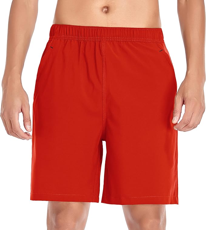 Men's Gym Shorts Sports Quick Dry Workout Running or Casual Training Short with Zipper Pockets