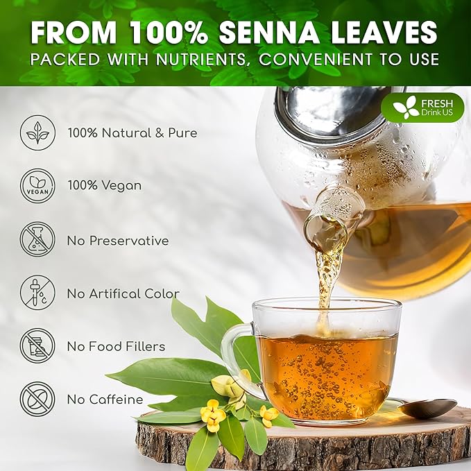 FreshDrinkUS, Permium 10oz Senna Leaves, 100% Natural & Pure from Senna Leaves, Senna Leaf Tea, Senna Loose Leaf Herbal Tea, No Additives, No Caffeine, Vegan