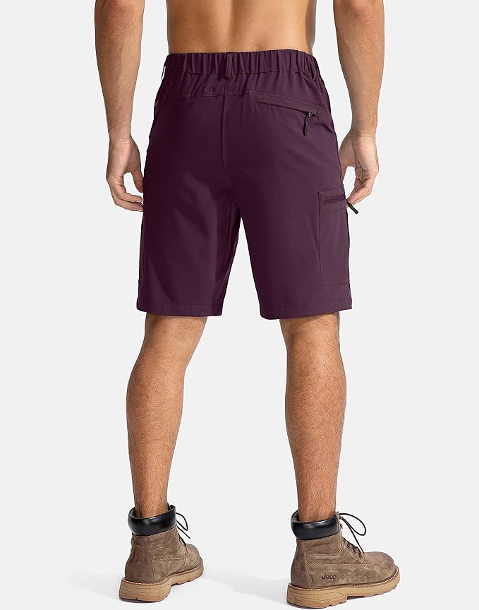 Pudolla Men's Hiking Cargo Shorts 9" Lightweight Outdoor Work Shorts for Men Travel Golf Camping Casual with 5 Zipper Pockets