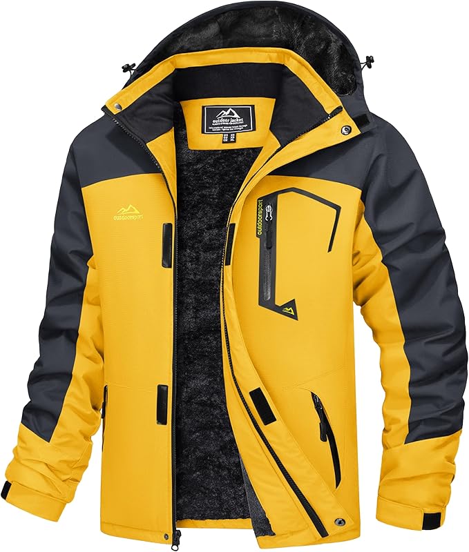 MAGCOMSEN Men's Winter Coats Water Resistant Ski Snow Jacket Warm Fleece Jacket Parka Raincoats With Multi-Pockets