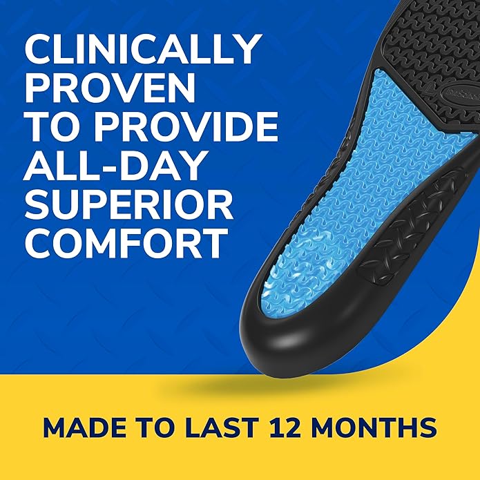 Dr. Scholl's Work All-Day Superior Comfort Insoles with Massaging Gel - Designed for Men & Women with Hard-Working Feet, Eliminates Sore Muscles and Tired Legs, Arch Support Inserts with Odor Control