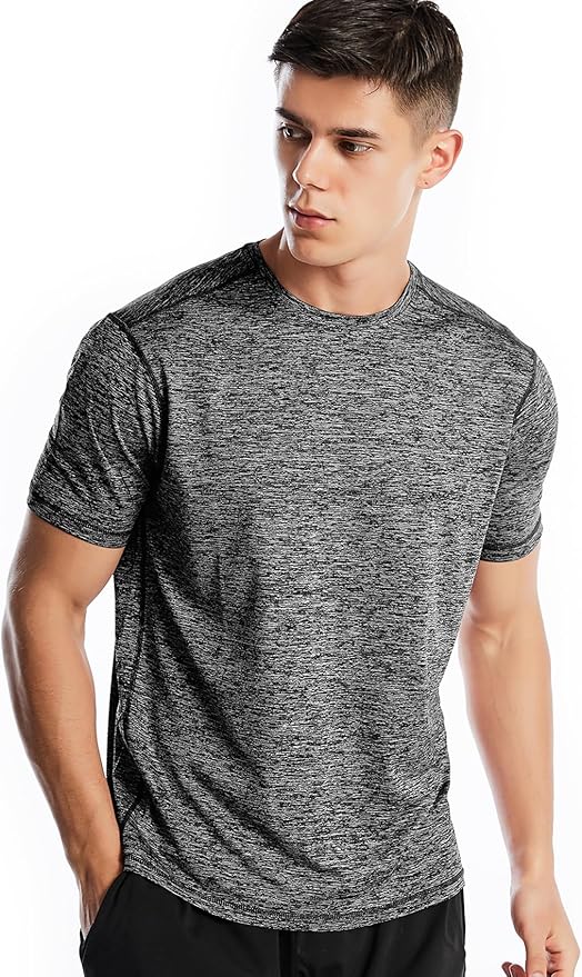 Zengjo Athletic Shirts for Men Short Sleeve Quick Dry Workout Running Gym Sport Exercise Tee Moisture Wicking