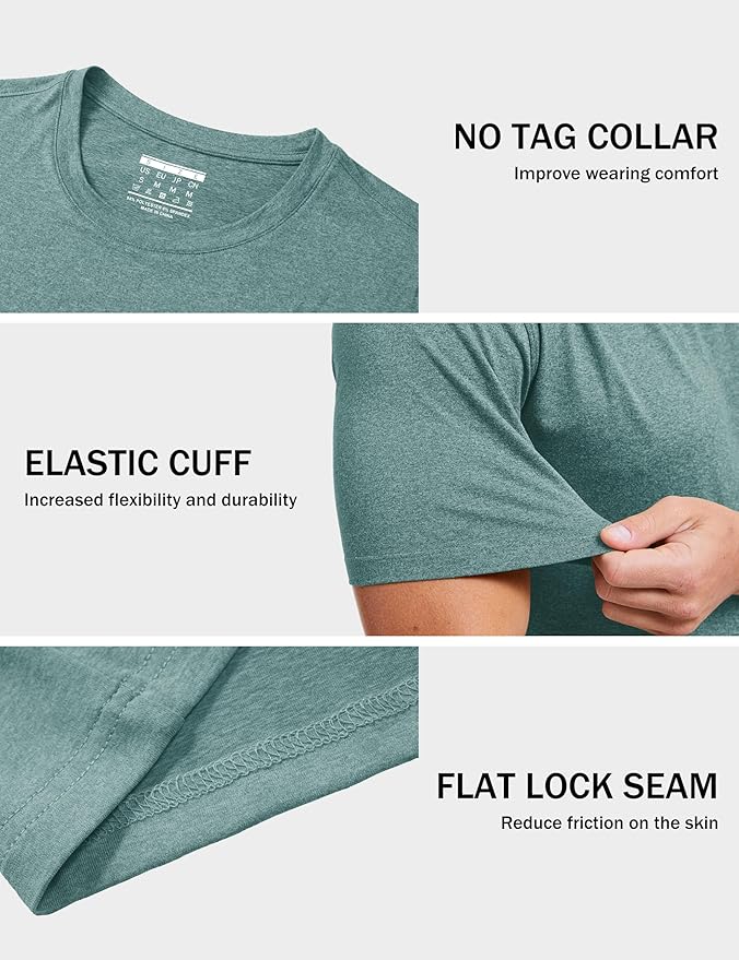 MAGCOMSEN Men's Dry Fit Workout Shirts Short Sleeve Tee Shirts Moisture Wicking Athletic Running Performence Tshirts