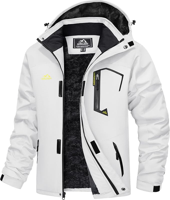 MAGCOMSEN Men's Winter Coats Water Resistant Ski Snow Jacket Warm Fleece Jacket Parka Raincoats With Multi-Pockets