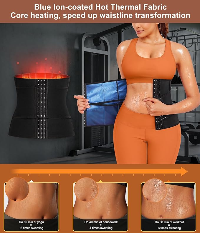 TrainingGirl Waist Trainer for Women Belly Working Out Trimmer Corset Sauna Sweat Belt Band Stomach Wrap Body Shaper Fajas