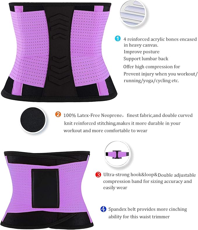 VENUZOR Waist Trainer Belt for Women - Waist Cincher Trimmer - Slimming Body Shaper Belt - Sport Girdle Belt (UP Graded)