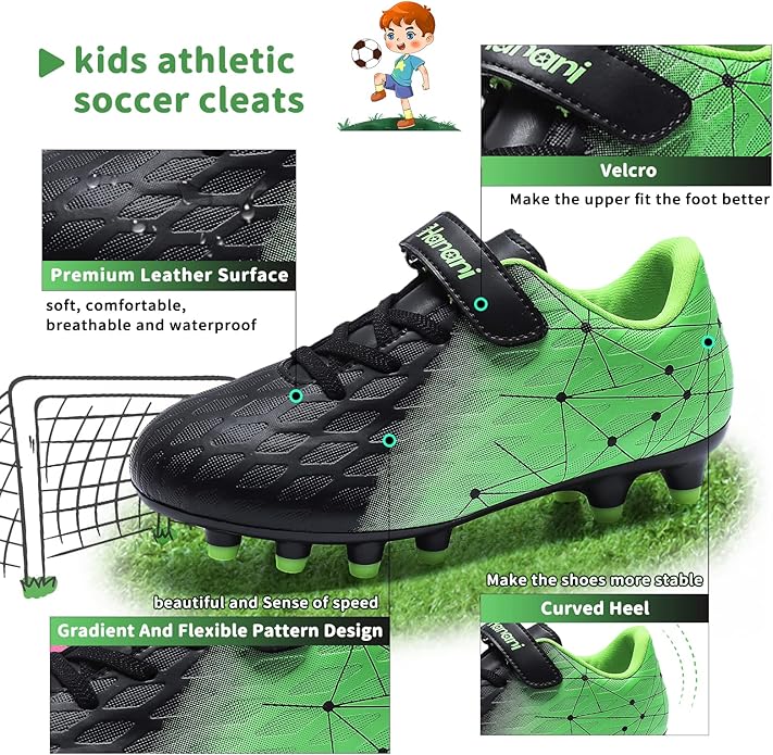 Hanani Boys Soccer Cleats Kids Girls FG/AG Soccer Athletics Sport Shoes Training Shoes Running Shoes Teenager Indoor Outdoor Football Shoes Sneakers for Unisex
