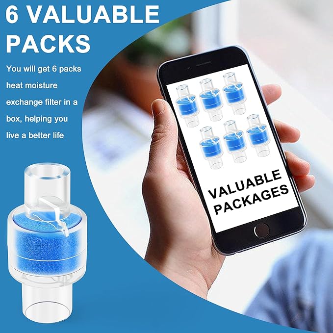 Update Packaging Universal Heat Moisture Exchanger/Exchange Filter Replacement for Z1, Z2 HME Humidification Solution Filter Fit 22mm Diameter Tubing-6 Pack, Individually Sealed Packaging LUXRILIX