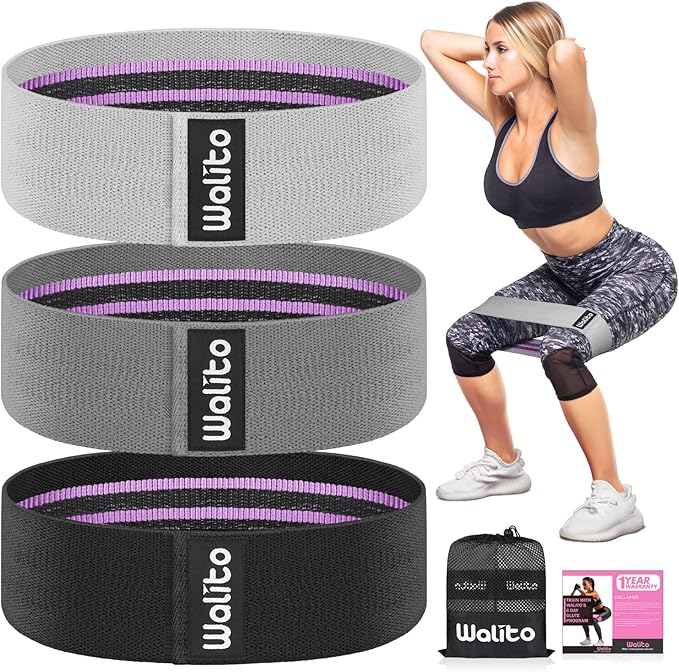 WALITO Resistance Bands for Working Out, Fabric Exercise Bands for Legs and Butt, Workout Bands for Women and Men, Booty Band for Yoga Starter Set, Pilates, Rehab, Fitness and Home Workout