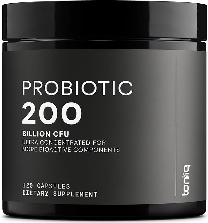 Toniiq 200 Billion CFU Probiotic Supplement 30 Verified Third-Party Tested Strains - Fully Shelf-Stable Probiotics Formula with Prebiotic Blend - Extended Release Capsules