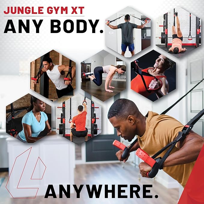 Lifeline Jungle Gym XT Body Weight Suspension Trainer System – Patented Split Anchor, Full-Body Workout, Lightweight Home Suspension Training Kit for Home Gym, Workout Equipment
