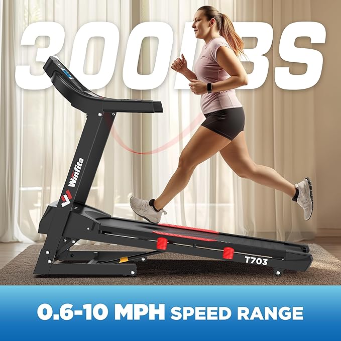 4.0HP Treadmills for Home, Folding Treadmill with 15% (8.5°) Auto Incline, 300 LBS Capacity, 10 MPH Speed, 18''x50'' Wide Belt, Bluetooth, App, 64 Preset Programs, Pulse Monitor, BMI Detector