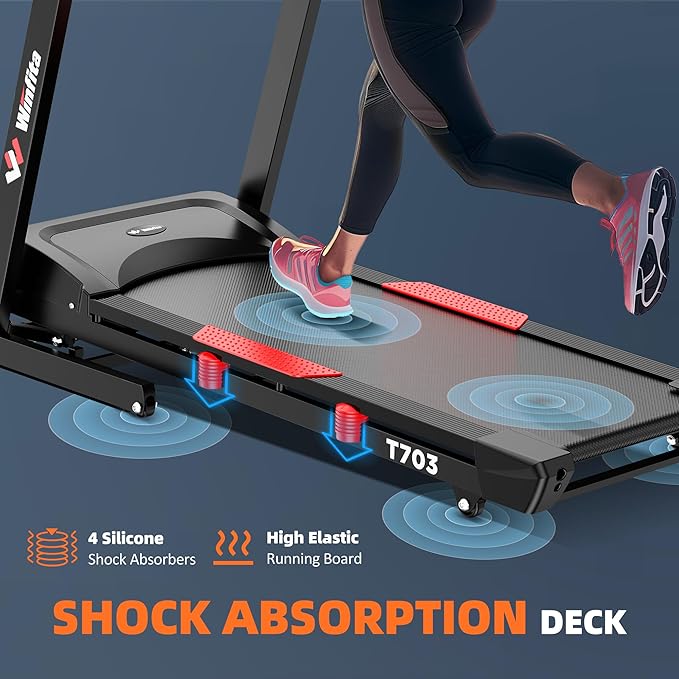 Treadmill with Incline, 300 LBS Capacity, 8 MPH or 10 MPH Speed, Bluetooth, App, Pause Function, Folding Treadmills for Home with 64 Programs, 17'' or 18'' Wide Belt, Heart Rate, BMI Detector