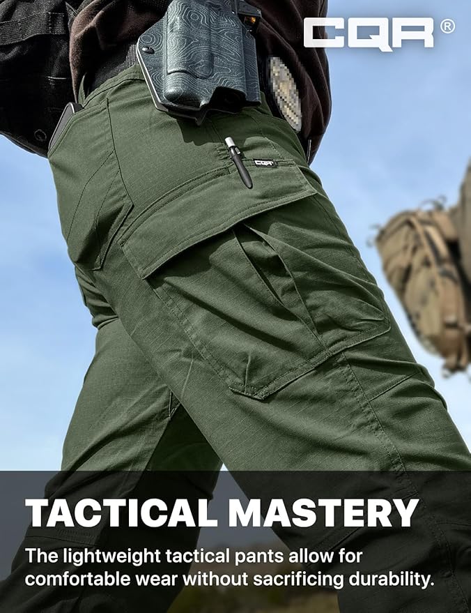 CQR Women's Flex Stretch Tactical Pants, Water Resistant Ripstop Cargo Work Pants with Pockets for Outdoor & Hiking