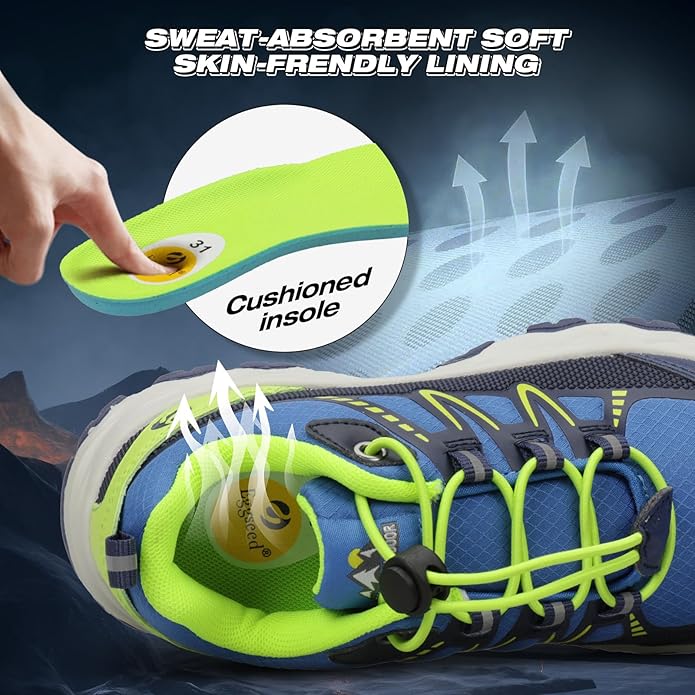 UOVO Boys Girls Hiking Shoes Kids Waterproof Running Trail Fashion Sneakers Breathable Lightweight Non-Slip Outdoor Walking Sports Shoe(Little/Big Kids)