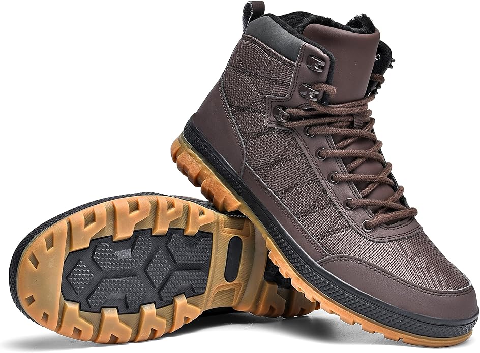 Wondamo Men's Snow Boots Lightweight Waterproof Winter Boots Fur Lined Anti-slip Cold Weather Shoes