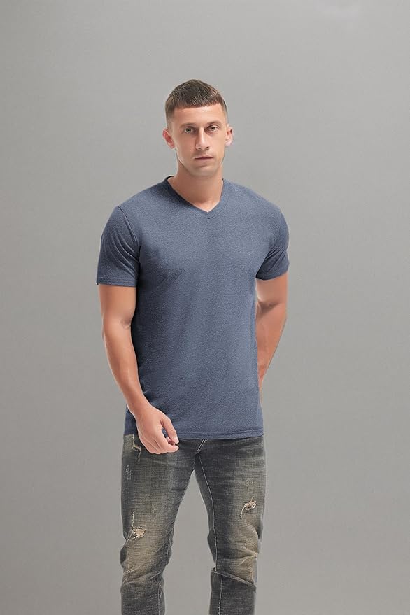 VEIISAR Premium V Neck T Shirts for Men - Modern Fitted Tees Vneck Undershirts