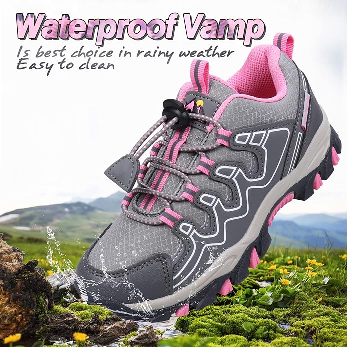 UOVO Boys Girls Kids Sneakers Hiking Running Outdoor Walking Tennis Shoes Waterproof Non Slip Fashion Sneakers(Little/Big Kids