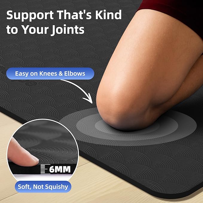 Extra Large Yoga Mat - 72"x35", 72"x48", 78"x57" - Wide TPE Exercise Mat for Home, Stretching, Couples & Family Workouts - 6-12mm Thick, Non-Slip & Waterproof - with Carry Bag and Straps