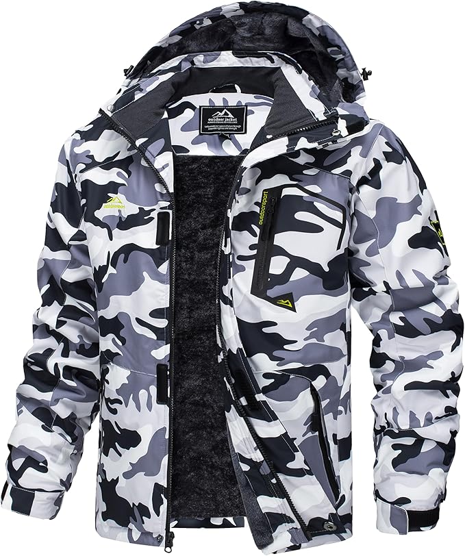 MAGCOMSEN Men's Winter Coats Water Resistant Ski Snow Jacket Warm Fleece Jacket Parka Raincoats With Multi-Pockets