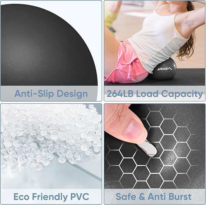 APEXUP Yoga & Pilates Ball - Anti Slip Heavy Duty Gym Ball for Fitness, Balance & Core Workout