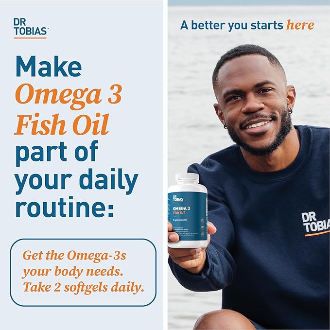 Dr. Tobias Omega 3 Fish Oil, 2000mg Triple Strength with 800mg EPA 600mg DHA Per Serving, Fish Oil Omega 3 Supplements for Heart, Brain & Immune Support, 360 Softgels, 180 Servings