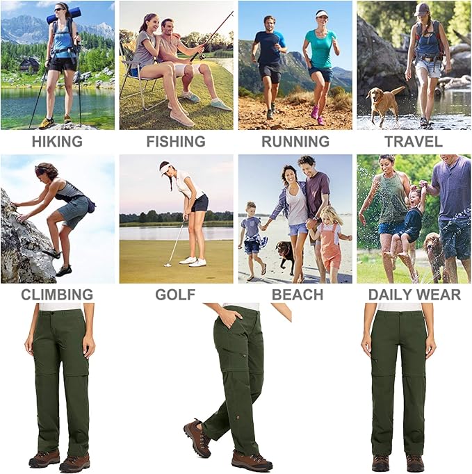 Women's Hiking Pants Convertible Zip Off Lightweight Quick Dry Outdoor Travel Camping Safari fising Pants
