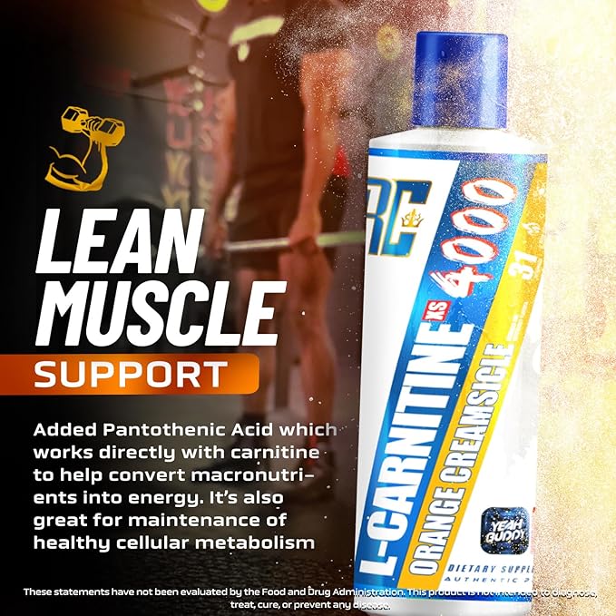 Ronnie Coleman Signature Series L Carnitine XS 4000 Liquid, Stimulant Free, Sugar Free, Zero Carbs, Lean Muscle Strength Support for Men & Women, 16 Oz (16 oz, Orange Creamsicle (4000))