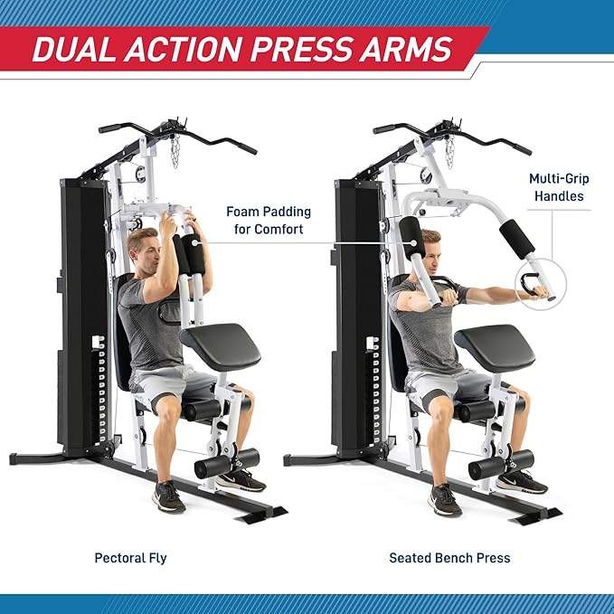 Marcy 150lb. Stack Home Gym with Pulley, Arm, and Leg Developer Multifunctional Workout Station for Weightlifting and Bodybuilding