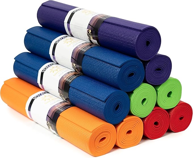 Sunshine Yoga Voyage Yoga Mat, 10 Pack, 72" x 24" Professional Studio and Gym Bulk Yoga Mats, 5mm Thick, Durable, Anti-Tear, Non Slip Fitness and Exercise Mats