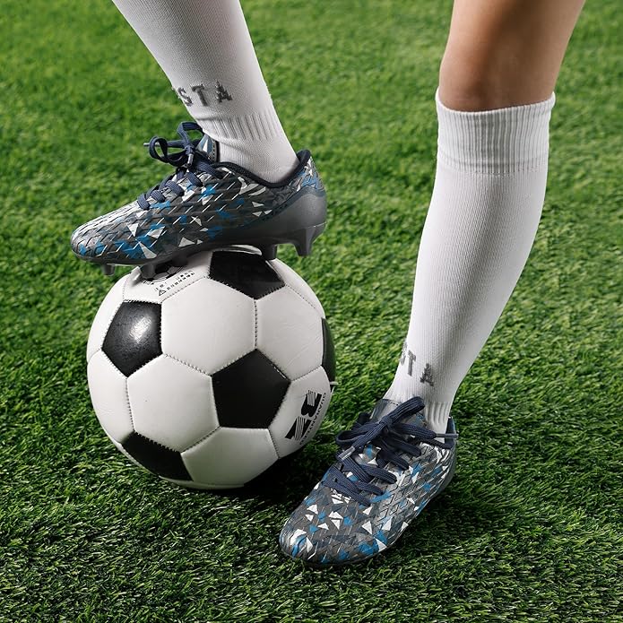 DREAM PAIRS Boys Girls Soccer Cleats Youth Firm Groud Athletic Outdoor Trainning Football Shoes for Little/Big Kid