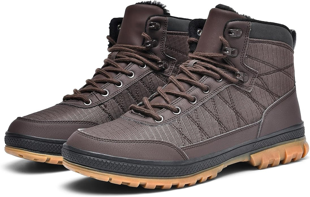 Wondamo Men's Snow Boots Lightweight Waterproof Winter Boots Fur Lined Anti-slip Cold Weather Shoes