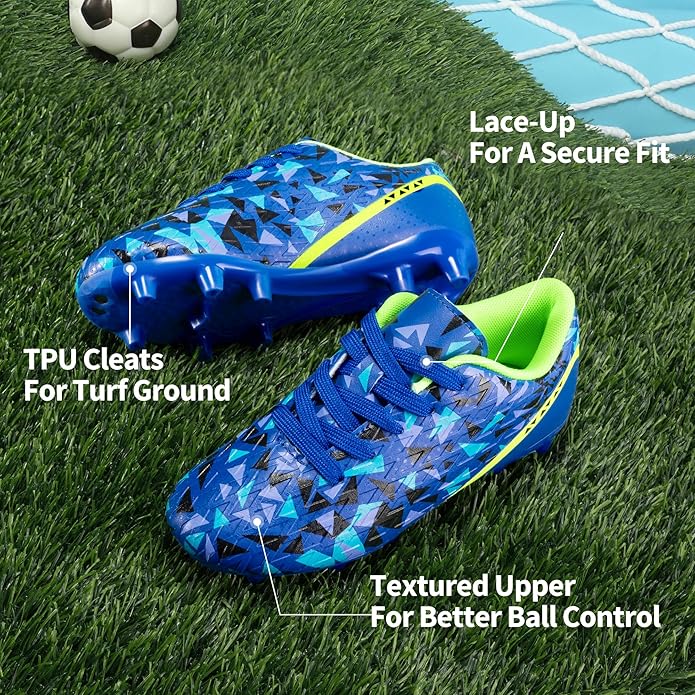 DREAM PAIRS Boys Girls Soccer Cleats Youth Firm Groud Athletic Outdoor Trainning Football Shoes for Little/Big Kid