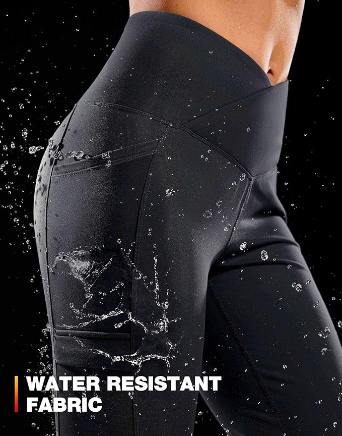 G Gradual Women's Fleece Lined Pants Water Resistant Winter Thermal Flare Leggings Hiking Snow Pants for Women 4 Pockets