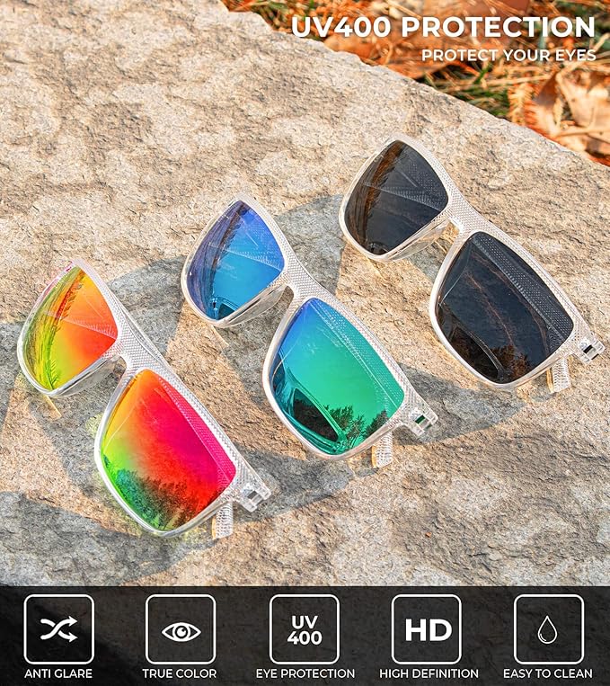 KALIYADI Polarized Sunglasses for Men, Lightweight Sun Glasses with UV Protection for Driving Fishing Golf